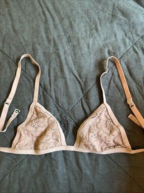 Lace Triangle Bralette in Nude Blush